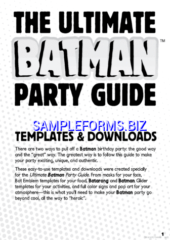 Batman Party Mask Template pdf free