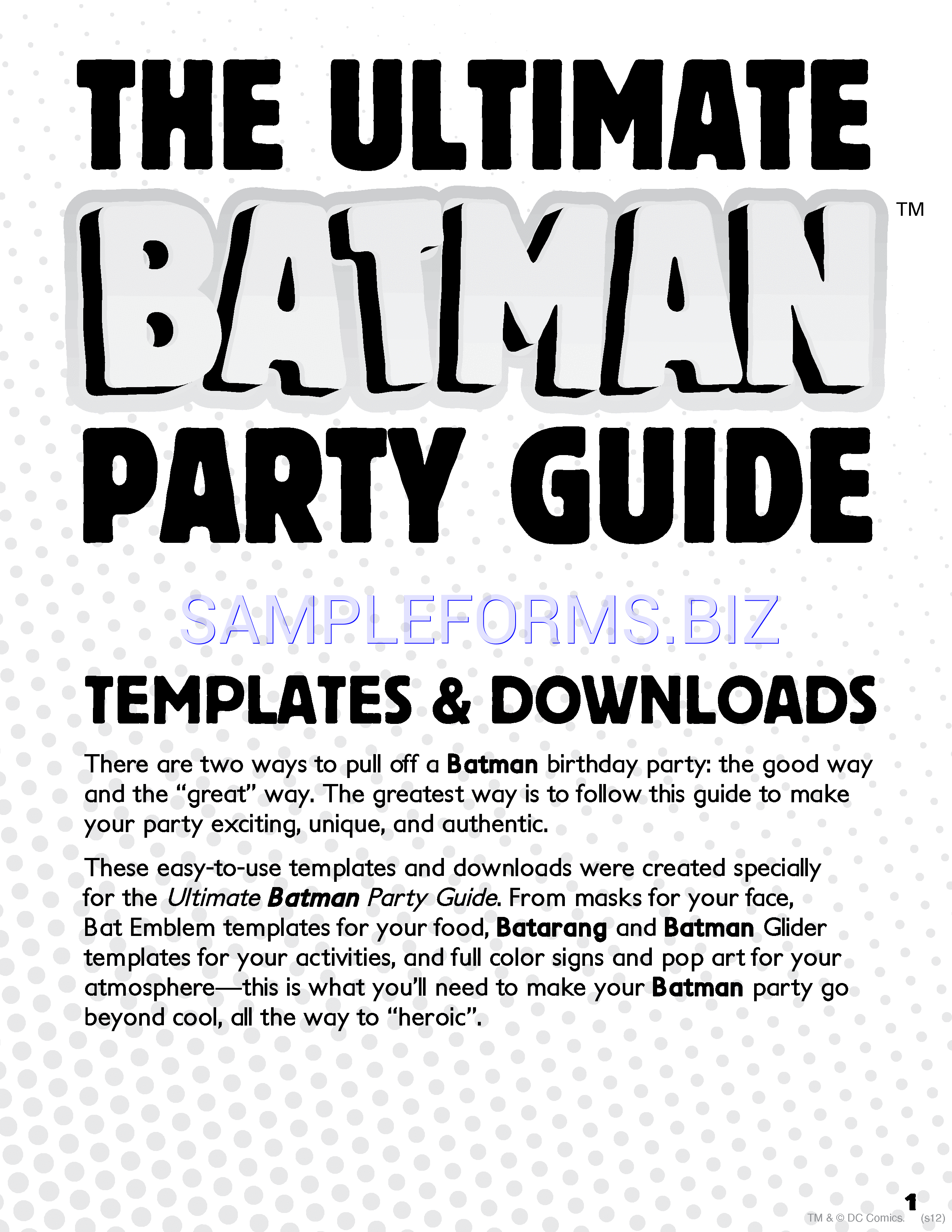 Preview free downloadable Batman Party Mask Template in PDF (page 1)