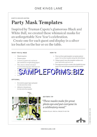 Party Mask Template pdf free