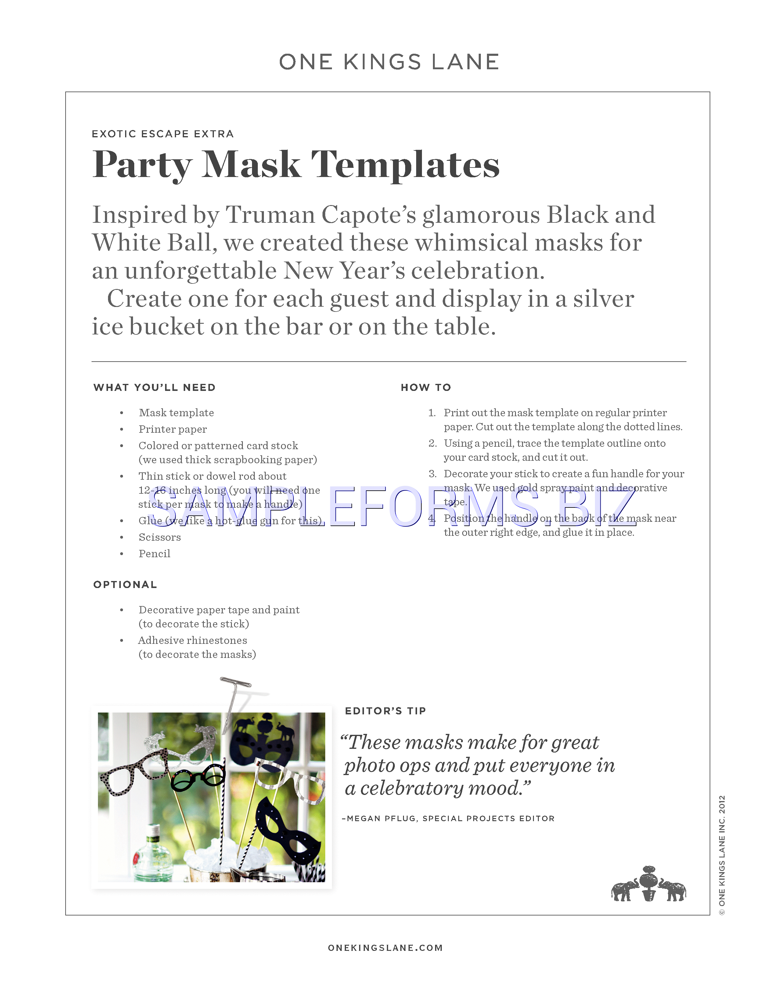 Preview free downloadable Party Mask Template in PDF (page 1)
